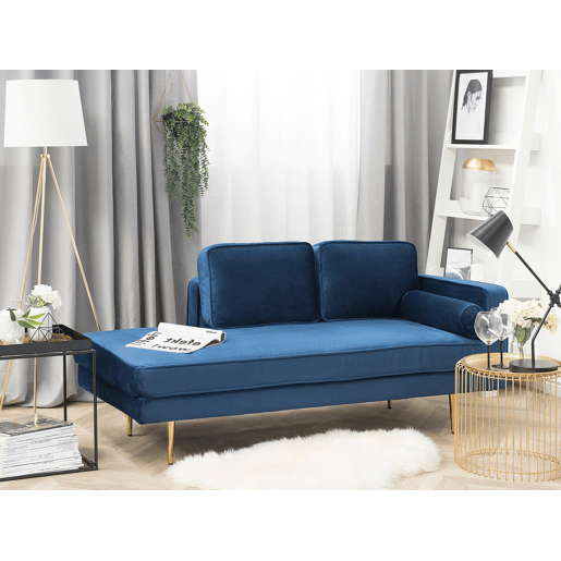 Chaise longue à direita MIRAMAS Veludo Azul marinho