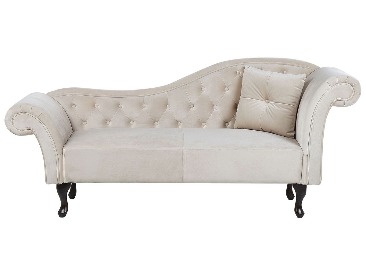 Beliani Chaise longue derecho Terciopelo LATTES Beige