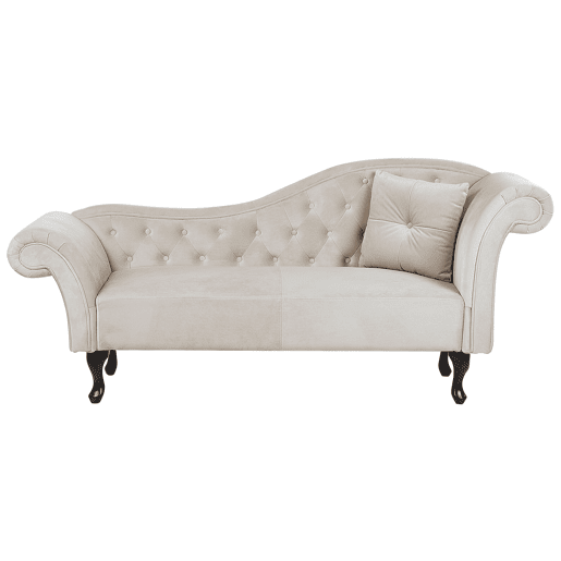 Chaise longue à direita LATTES Veludo Creme