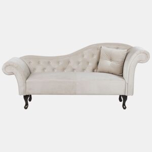 Chaise longue à direita LATTES Veludo Creme