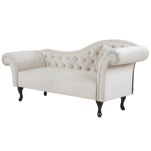 Chaise longue à direita LATTES Veludo Creme