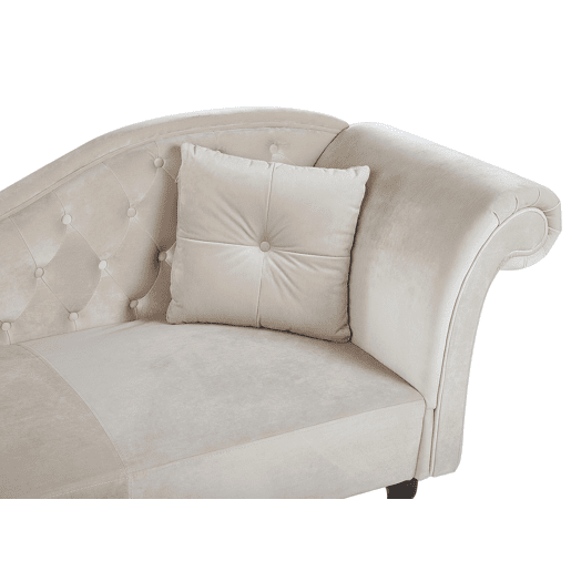 Chaise longue à direita LATTES Veludo Creme