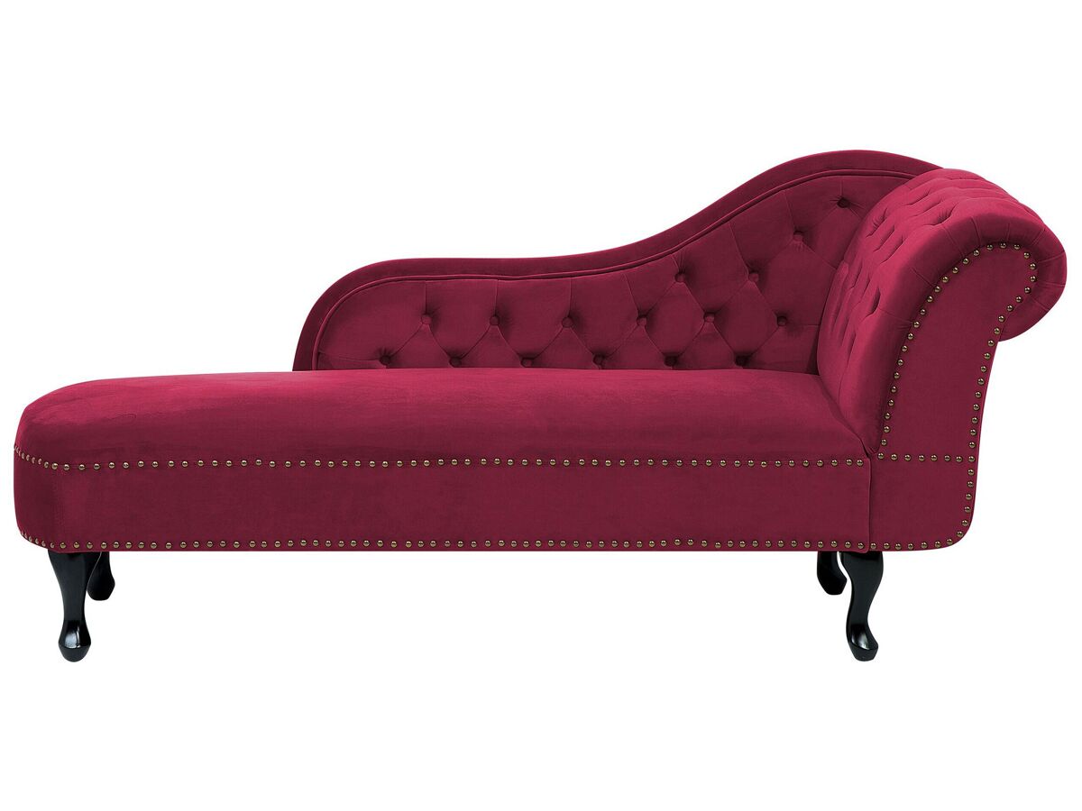 Beliani Chaise longue derecho Terciopelo NIMES Rojo