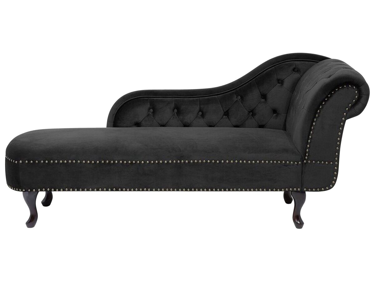 Beliani Chaise longue derecho Terciopelo NIMES Negro