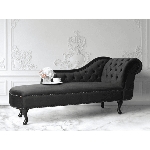 Chaise longue à direita NIMES Veludo Preto