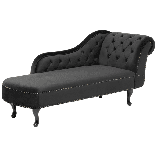 Chaise longue à direita NIMES Veludo Preto