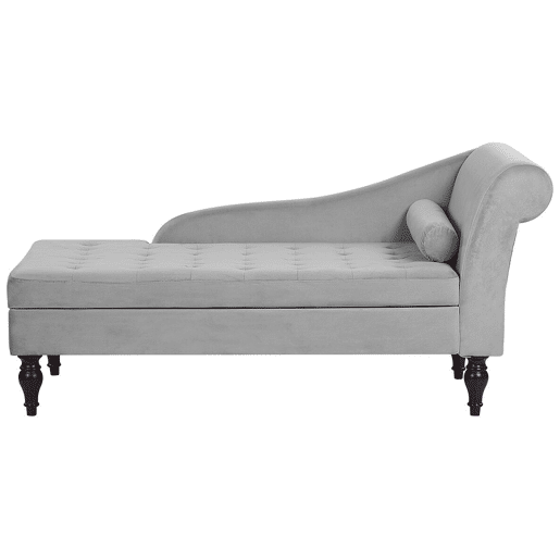 Chaise longue à direita PESSAC Veludo Cinzento claro com arrumação