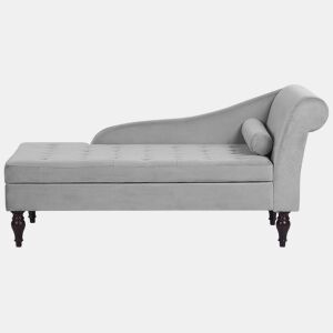 Chaise longue à direita PESSAC Veludo Cinzento claro com arrumação