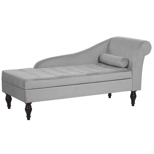 Chaise longue à direita PESSAC Veludo Cinzento claro com arrumação