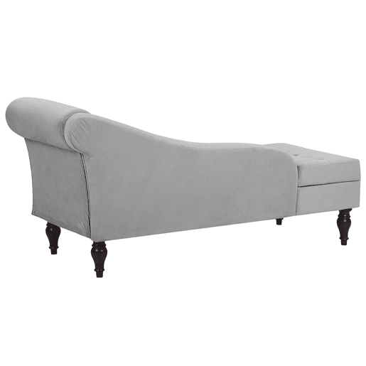 Chaise longue à direita PESSAC Veludo Cinzento claro com arrumação
