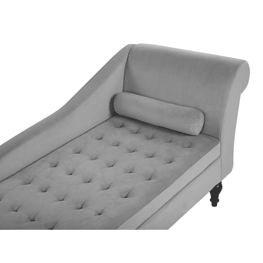 Chaise longue à direita PESSAC Veludo Cinzento claro com arrumação