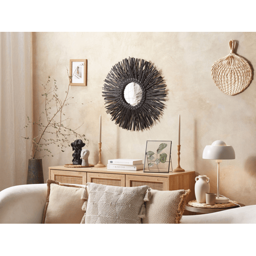 Espelho KALASIN 60 cm 60 cm Rattan Preto