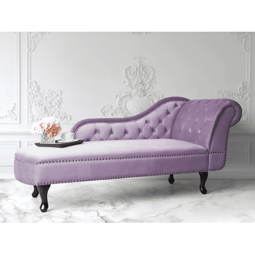 Chaise longue à direita NIMES Veludo Violeta claro