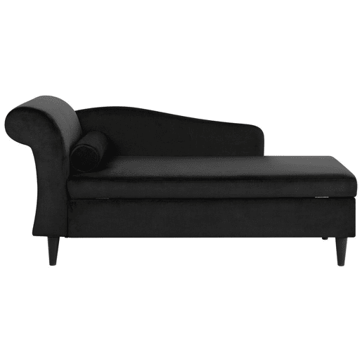 Chaise longue à esquerda LUIRO Veludo Preto com arrumação