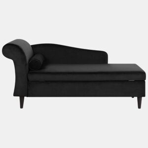 Chaise longue à esquerda LUIRO Veludo Preto com arrumação