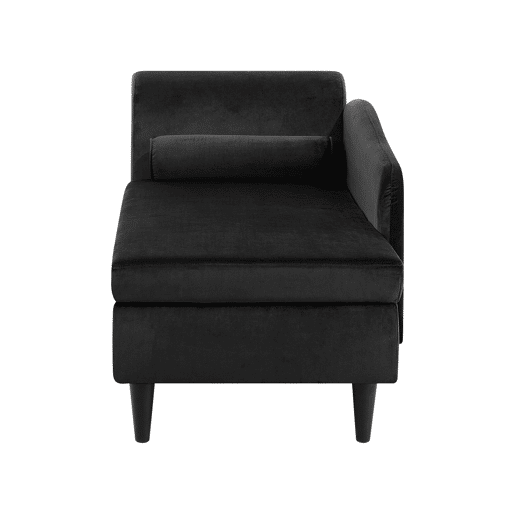 Chaise longue à esquerda LUIRO Veludo Preto com arrumação