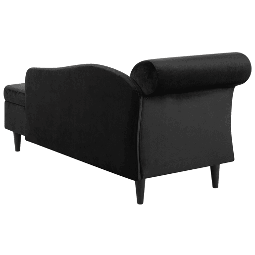 Chaise longue à esquerda LUIRO Veludo Preto com arrumação