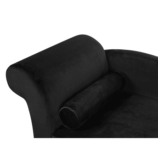 Chaise longue à esquerda LUIRO Veludo Preto com arrumação