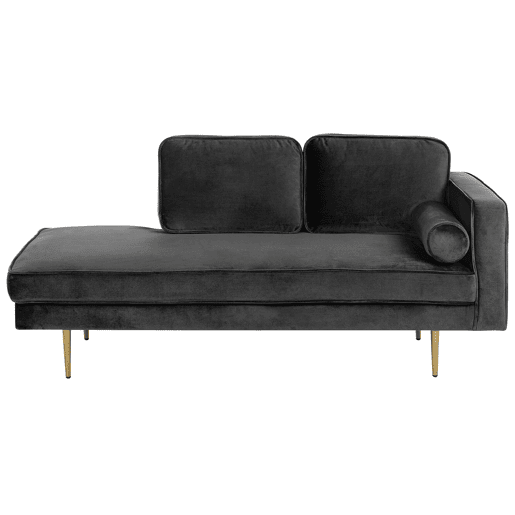 Chaise longue à direita MIRAMAS Veludo Preto