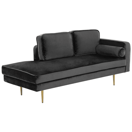 Chaise longue à direita MIRAMAS Veludo Preto