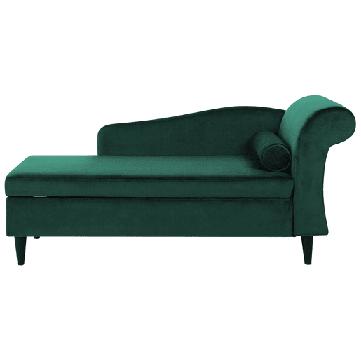 Chaise longue à direita LUIRO Veludo Verde escuro com arrumação