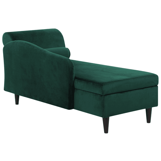 Chaise longue à direita LUIRO Veludo Verde escuro com arrumação