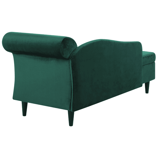 Chaise longue à direita LUIRO Veludo Verde escuro com arrumação