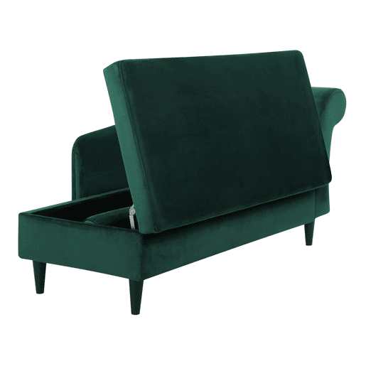 Chaise longue à direita LUIRO Veludo Verde escuro com arrumação