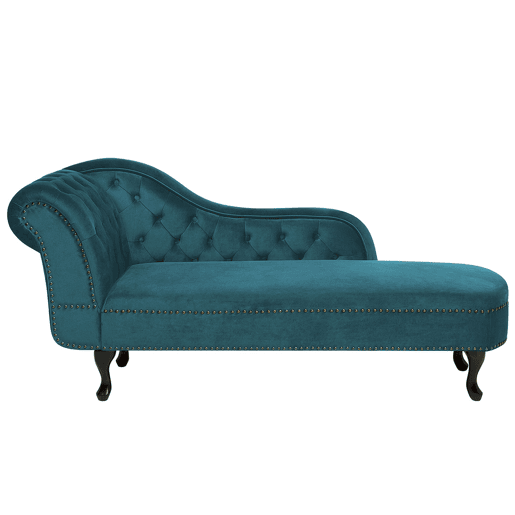 Chaise longue à esquerda NIMES Veludo Azul esverdeado