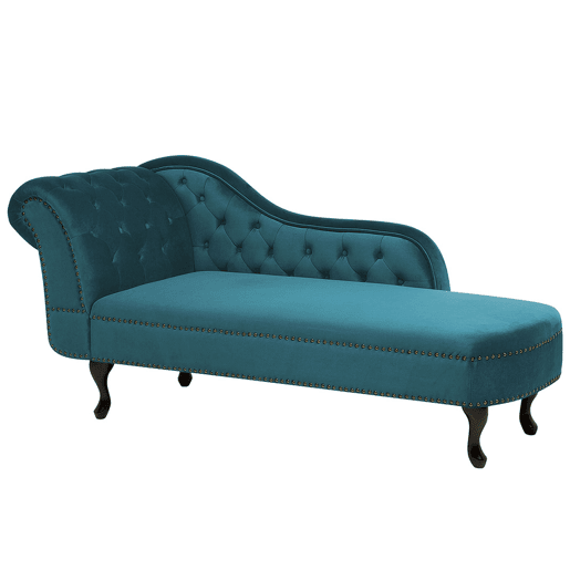 Chaise longue à esquerda NIMES Veludo Azul esverdeado