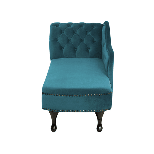 Chaise longue à esquerda NIMES Veludo Azul esverdeado