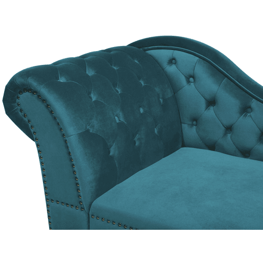 Chaise longue à esquerda NIMES Veludo Azul esverdeado