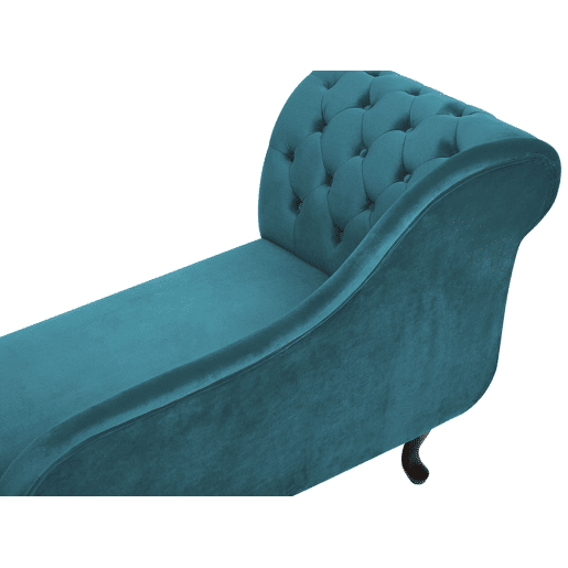 Chaise longue à esquerda NIMES Veludo Azul esverdeado
