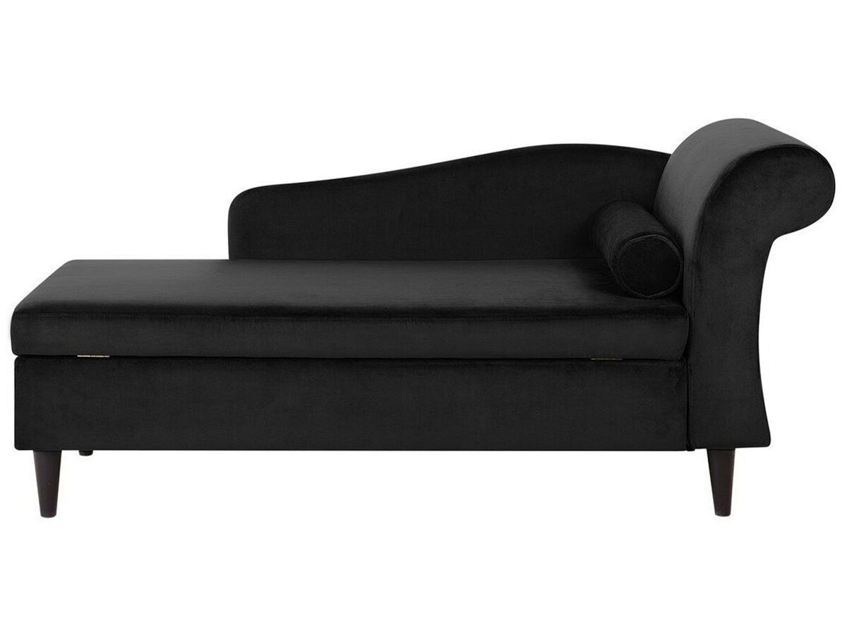 Beliani Chaise longue derecho Terciopelo LUIRO Negro