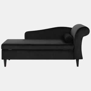 Chaise longue à direita LUIRO Veludo Preto com arrumação