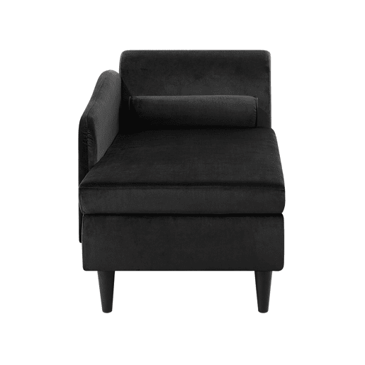 Chaise longue à direita LUIRO Veludo Preto com arrumação