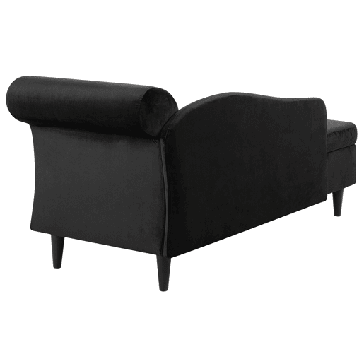 Chaise longue à direita LUIRO Veludo Preto com arrumação