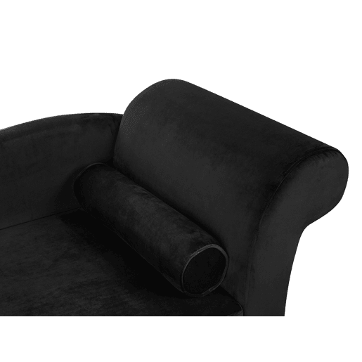 Chaise longue à direita LUIRO Veludo Preto com arrumação