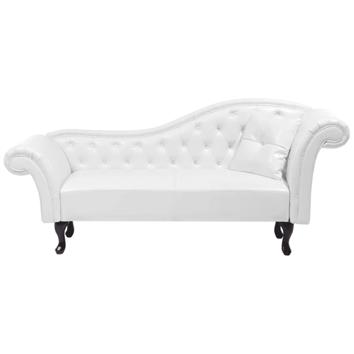 Chaise longue à direita LATTES Pele sintética Branco