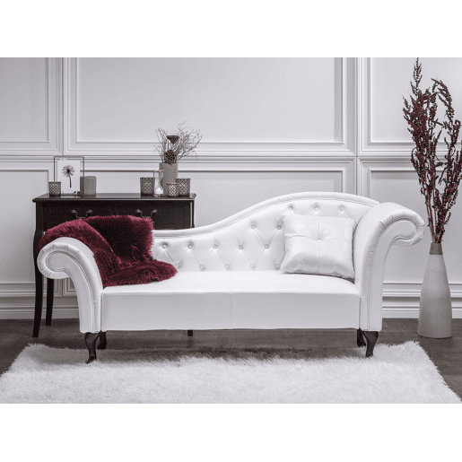 Chaise longue à direita LATTES Pele sintética Branco