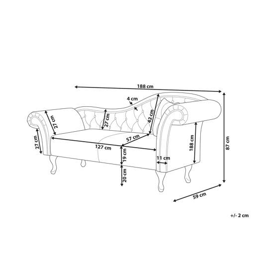 Chaise longue à direita LATTES Pele sintética Branco