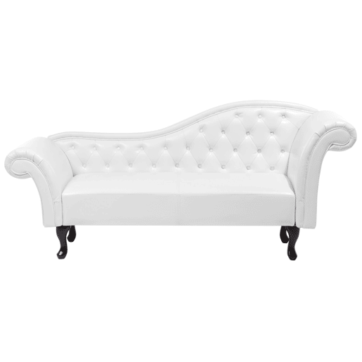 Chaise longue à direita LATTES Pele sintética Branco