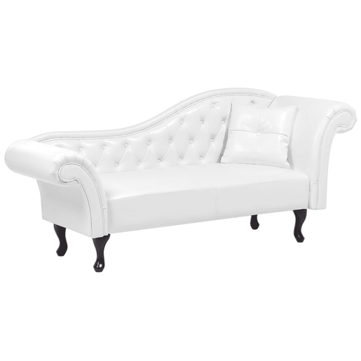 Chaise longue à direita LATTES Pele sintética Branco