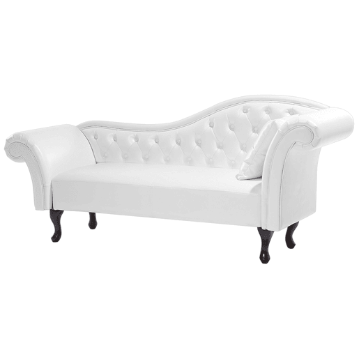 Chaise longue à direita LATTES Pele sintética Branco