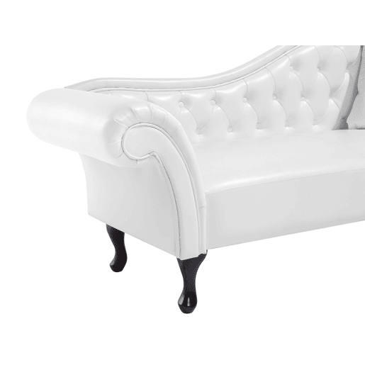 Chaise longue à direita LATTES Pele sintética Branco