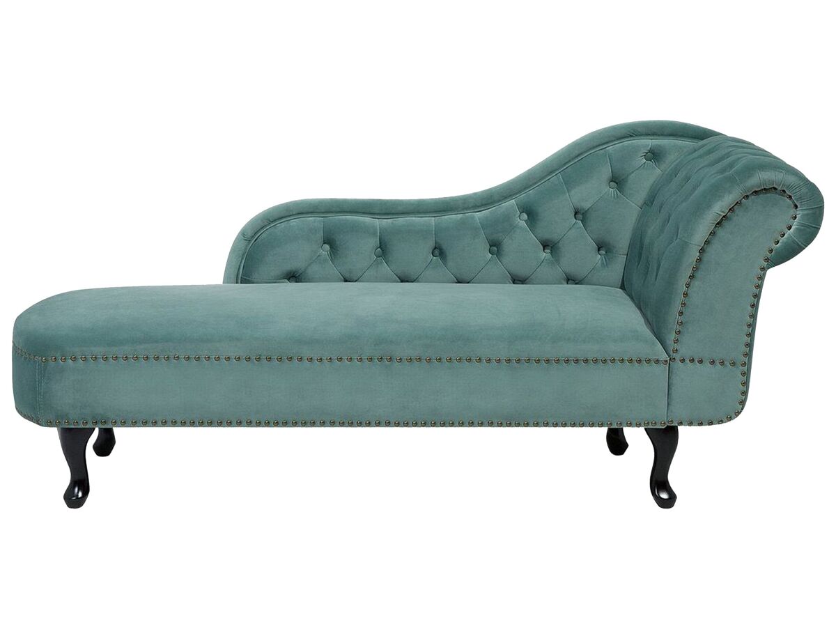 Beliani Chaise longue derecho Terciopelo NIMES Verde