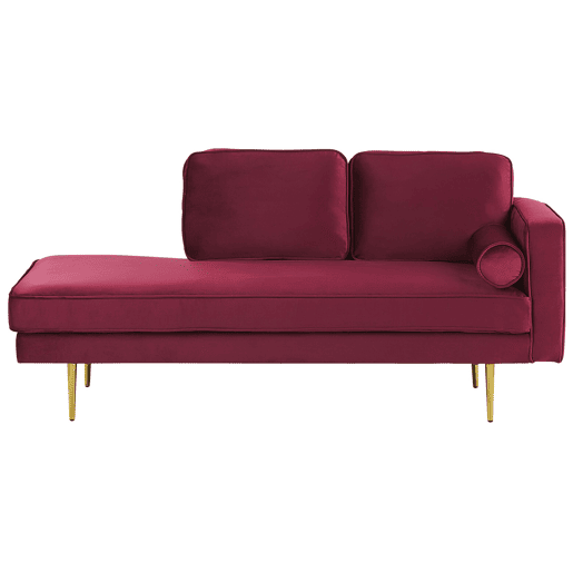 Chaise longue à direita MIRAMAS Veludo Vermelho escuro