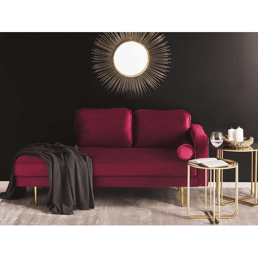Chaise longue à direita MIRAMAS Veludo Vermelho escuro