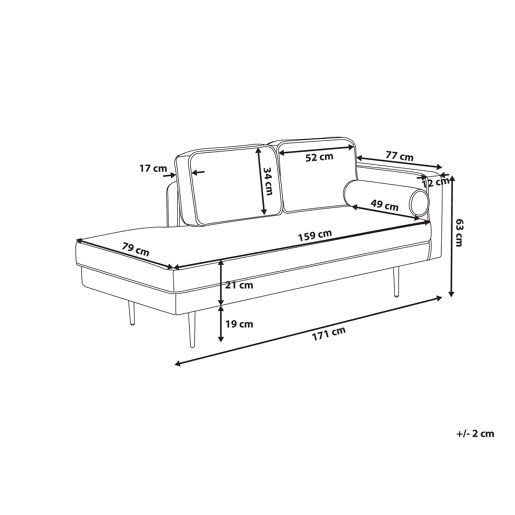 Chaise longue à direita MIRAMAS Veludo Vermelho escuro
