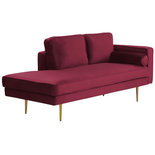 Chaise longue à direita MIRAMAS Veludo Vermelho escuro